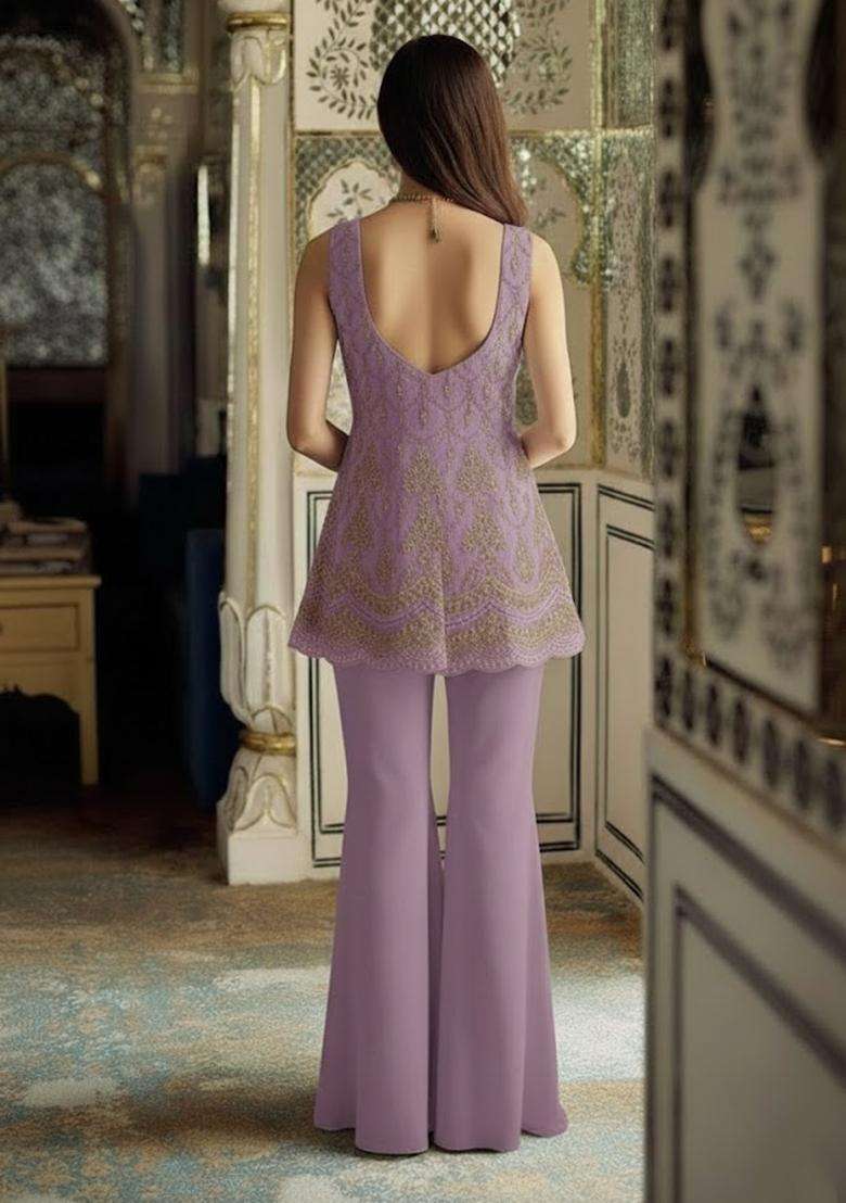 Lavender Sequin Shimmer Fusion Set - Indya