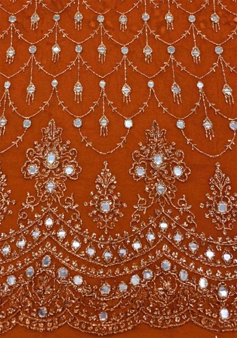 Orange Sequin Shimmer Fusion Set - Indya
