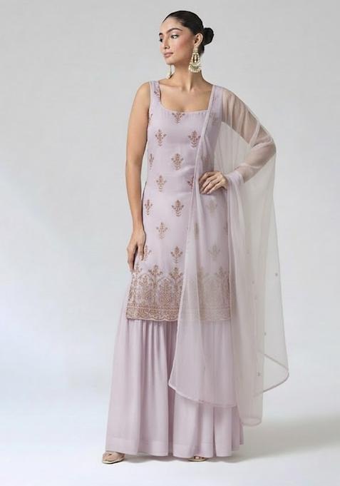 Lavender Sequin Shimmer Sharara Set