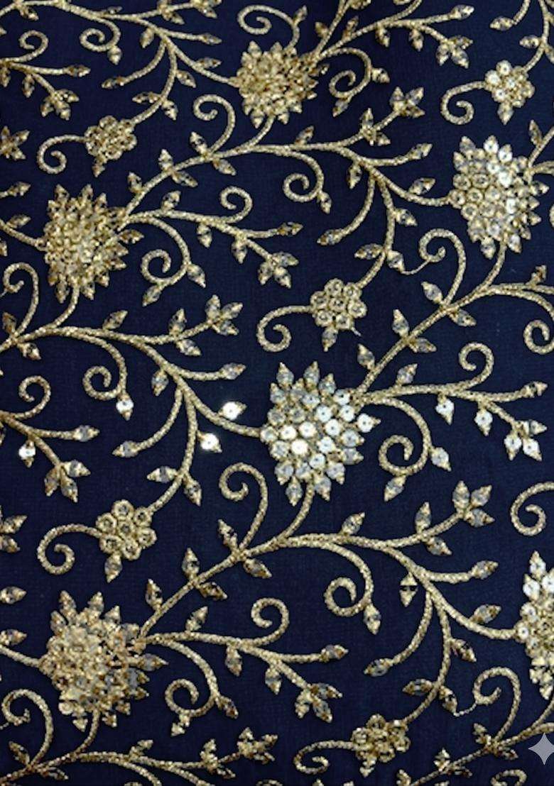Navy Blue Sequin Net Fusion Set - Indya