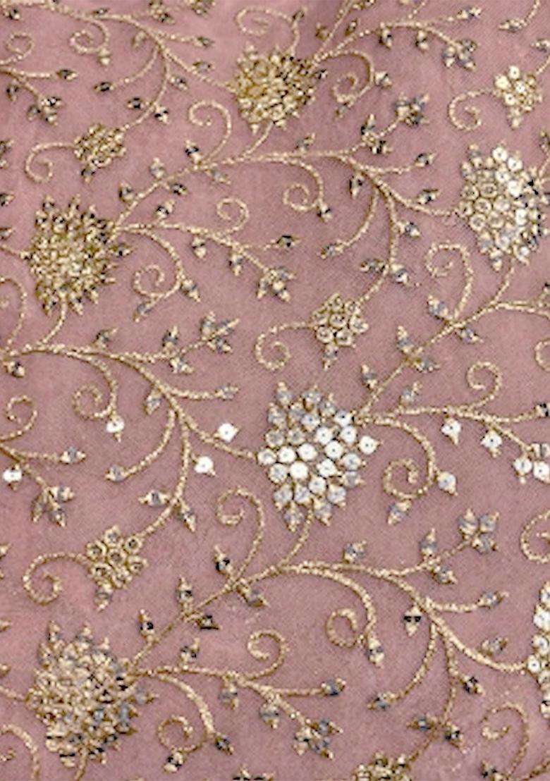 Rose Pink Sequin Net Fusion Set - Indya