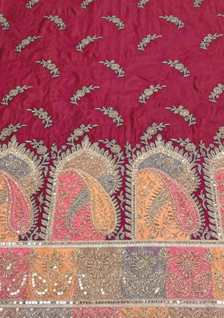Pink Embroidered Silk Fusion Set - Indya