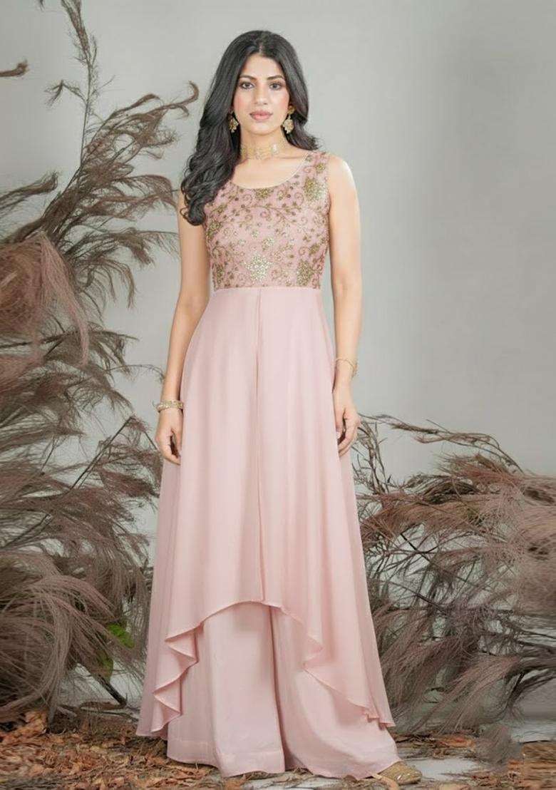 Dusty Pink Sequin Net Fusion Set - Indya