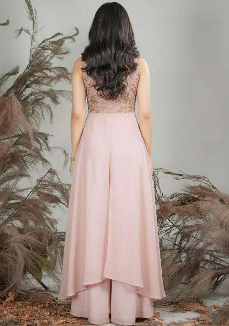 Dusty Pink Sequin Net Fusion Set - Indya