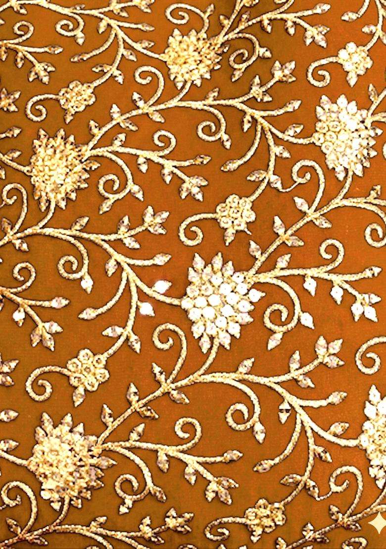 Orange Sequin Net Fusion Set - Indya
