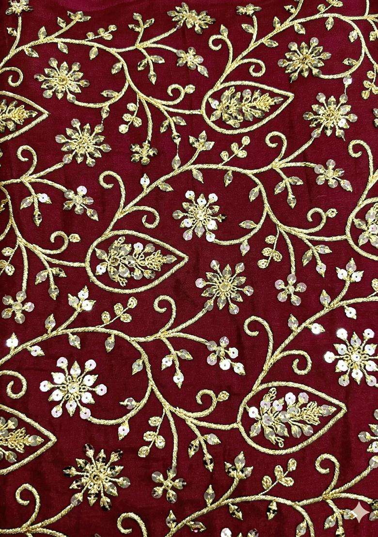 Maroon Sequin Net Sharara Set - Indya