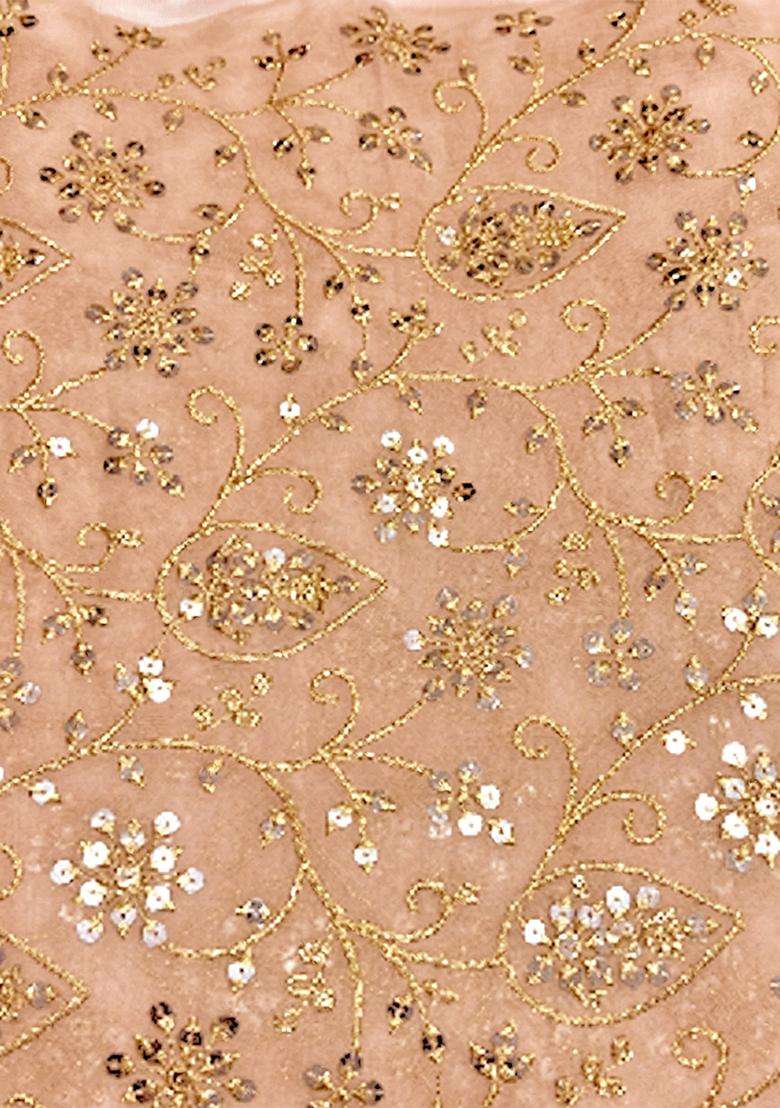 Peach Sequin Net Sharara Set - Indya