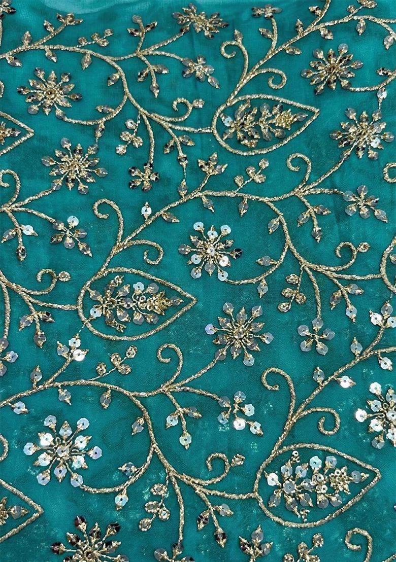 Turquoise Sequin Net Sharara Set - Indya