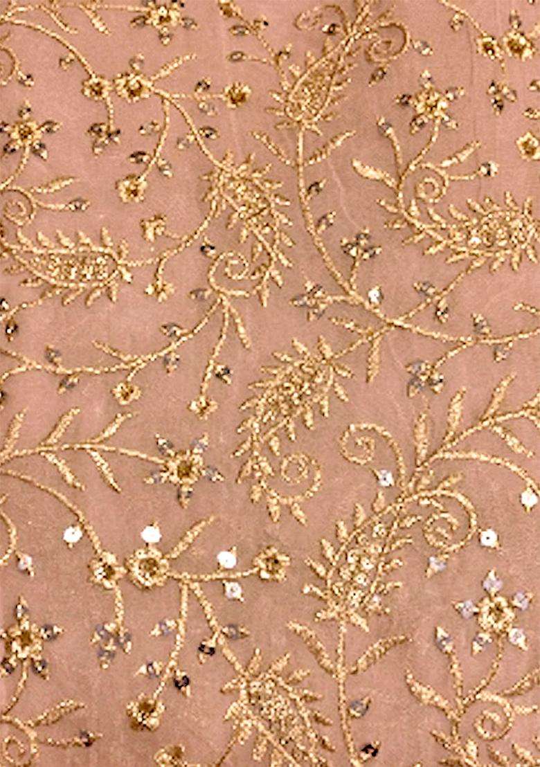 Peach Sequin Net Sharara Set - Indya