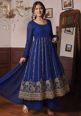 Royal Blue Sequin Shimmer Anarkali Set