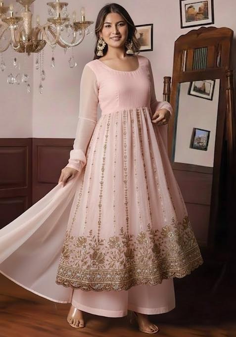 Pink Sequin Shimmer Anarkali Set