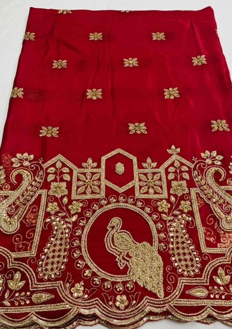 Red Printed Crepe Anarkali Set - Indya