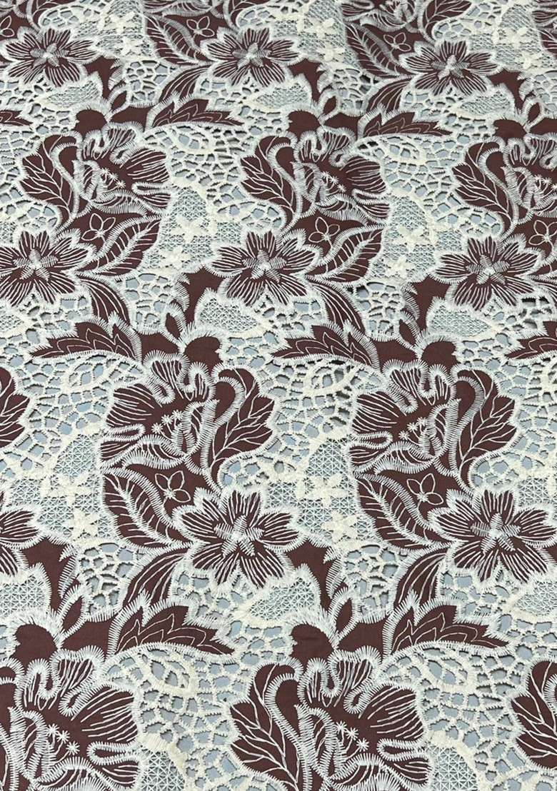 Dark Brown Embroidered Cotton Sharara Set - Indya