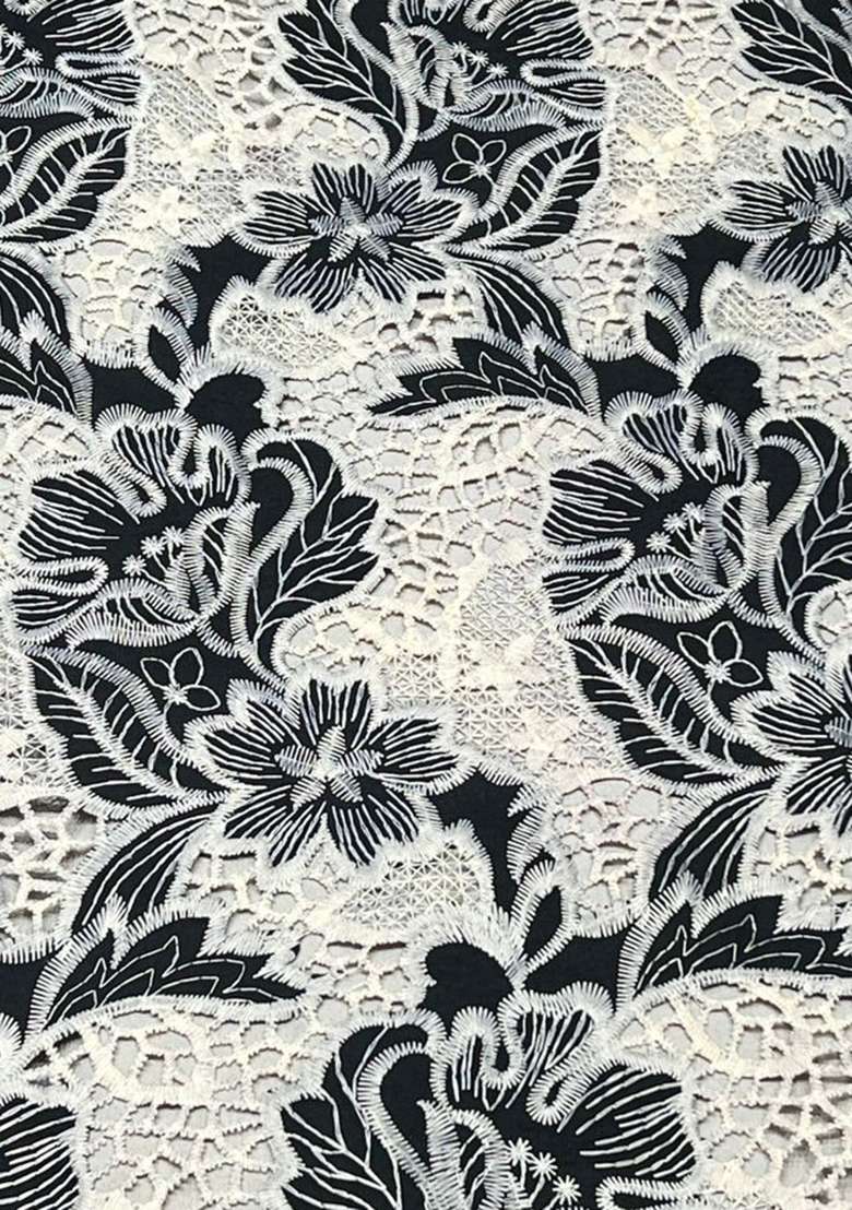 Black Embroidered Cotton Sharara Set - Indya