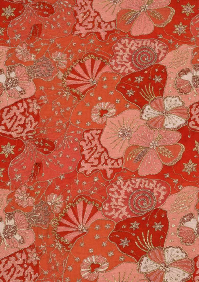 Dark Red Floral Print Crepe Sharara Set - Indya