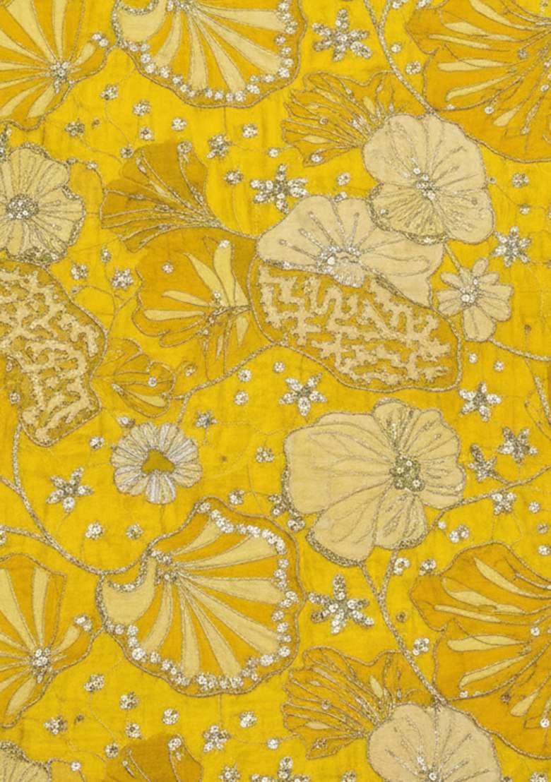 Mustard Floral Print Crepe Sharara Set - Indya