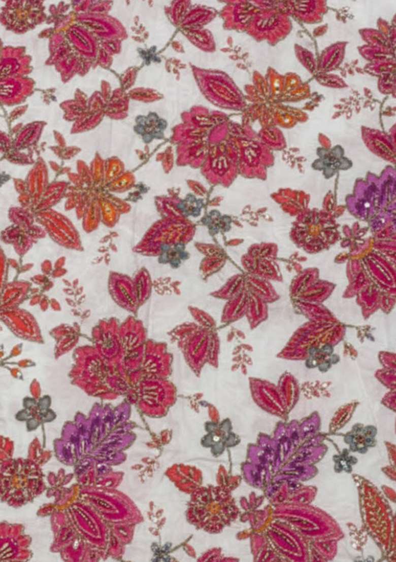 Rani Pink Embroidered Crepe Sharara Set - Indya