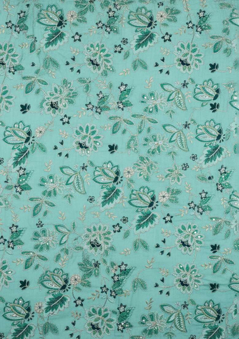 Sky Blue Floral Print Crepe Sharara Set - Indya
