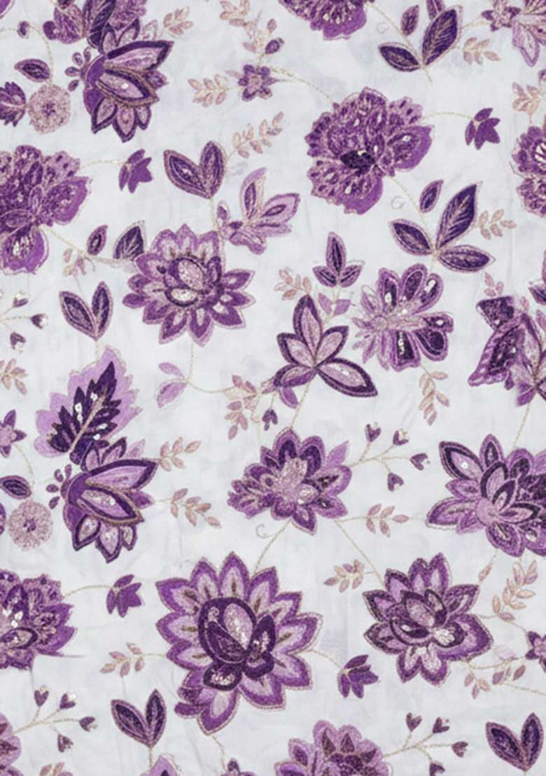 Purple Floral Print Crepe Sharara Set - Indya