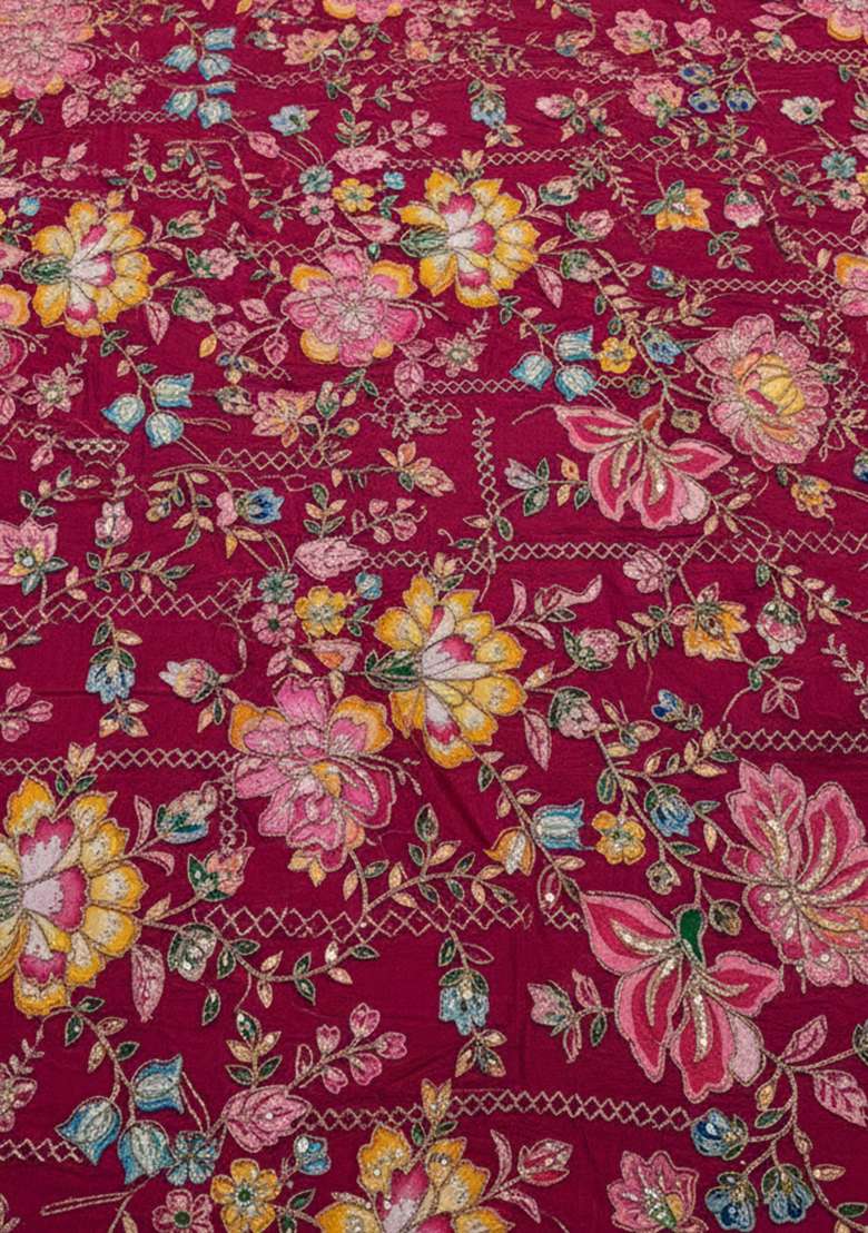 Rani Pink Floral Print Crepe Sharara Set - Indya