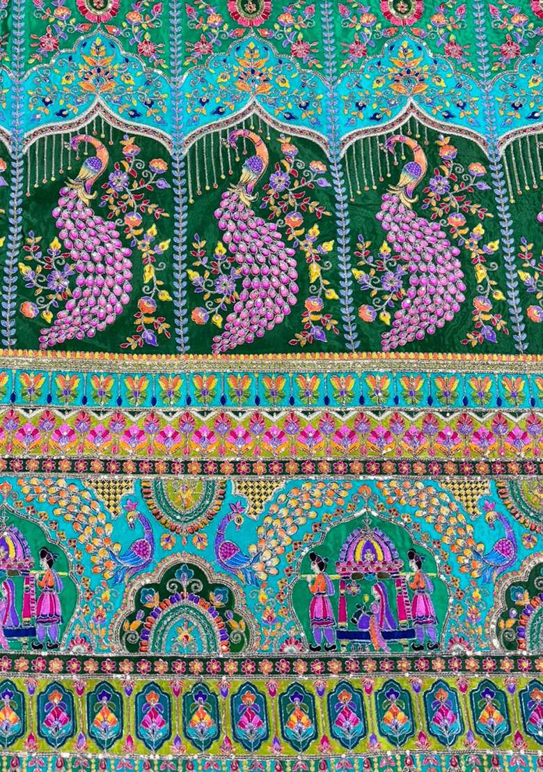 Emerald Green Figure Print Crepe Sharara Set - Indya
