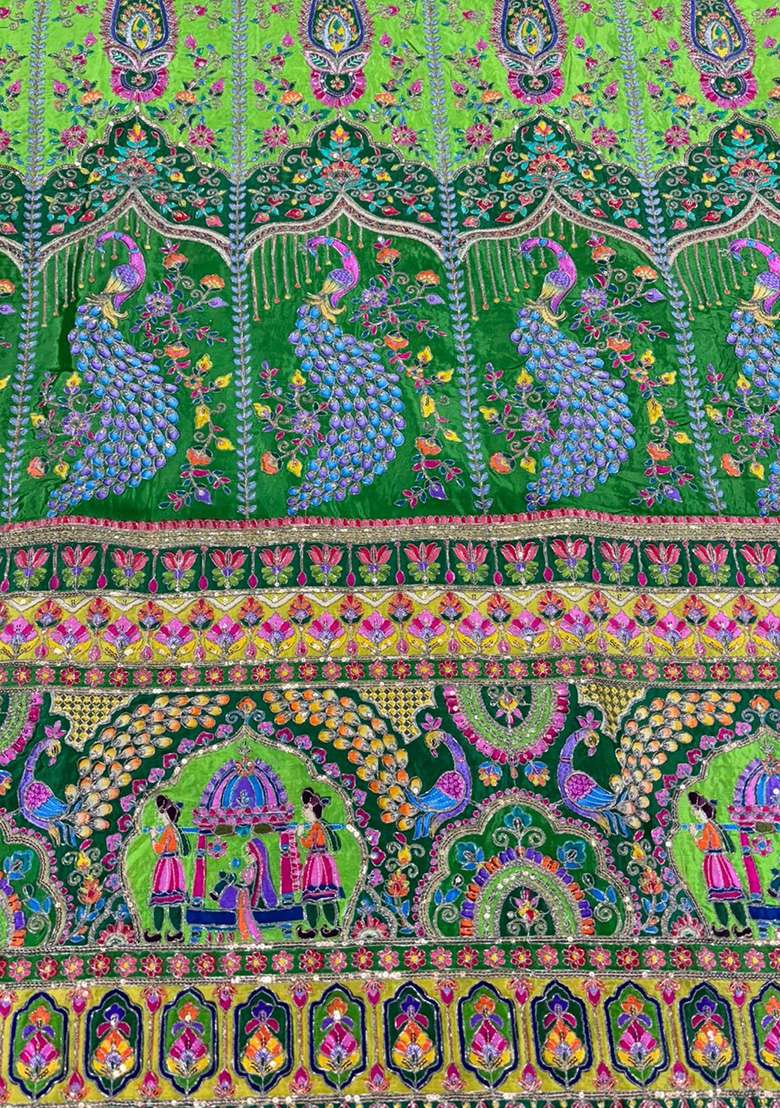 Lime Green Figure Print Crepe Sharara Set - Indya