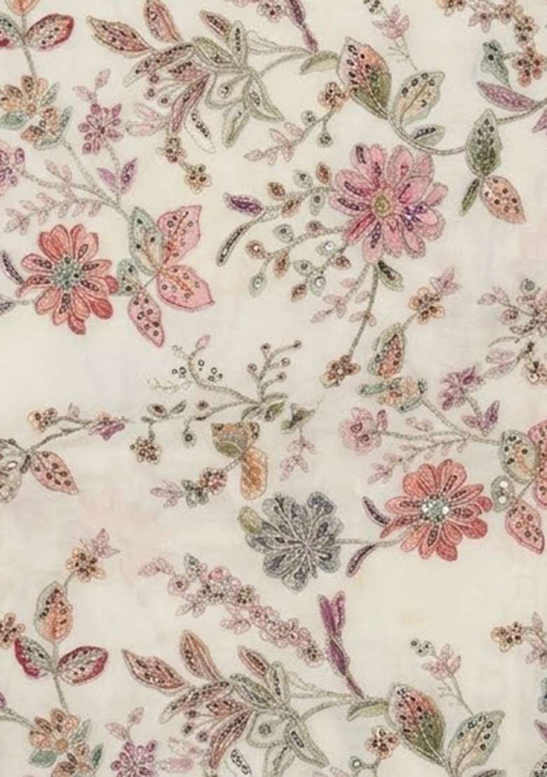 White Floral Print Crepe Sharara Set - Indya