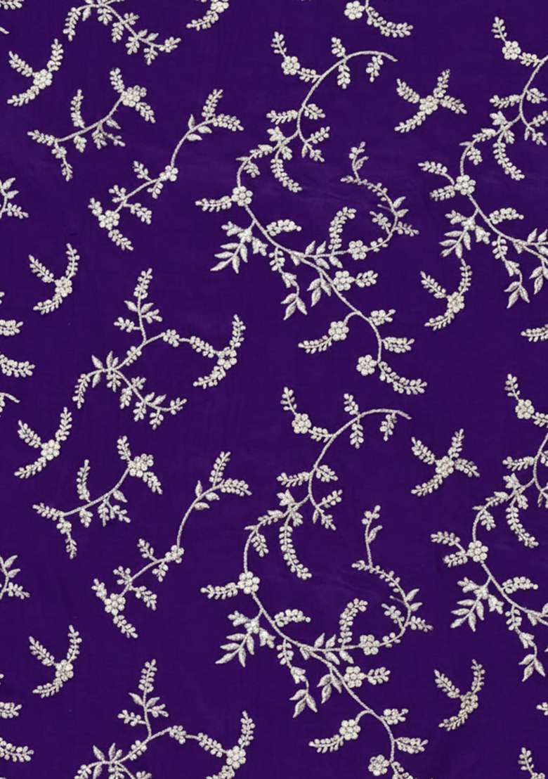 Purple Embroidered Crepe Sharara Set - Indya