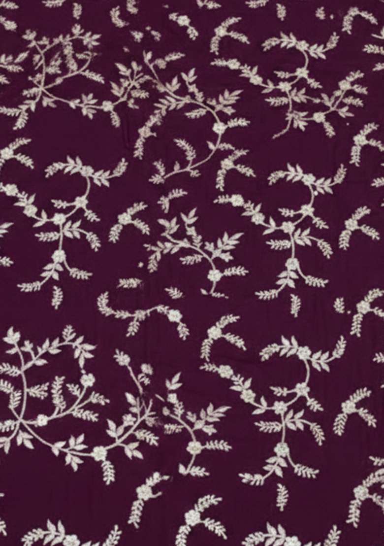 Deep Wine Embroidered Crepe Sharara Set - Indya