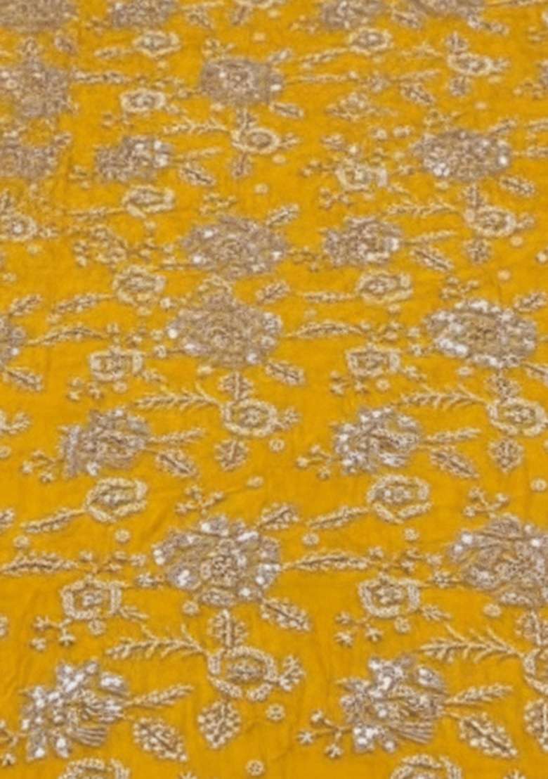 Yellow Embroidered Tissue Sharara Set - Indya