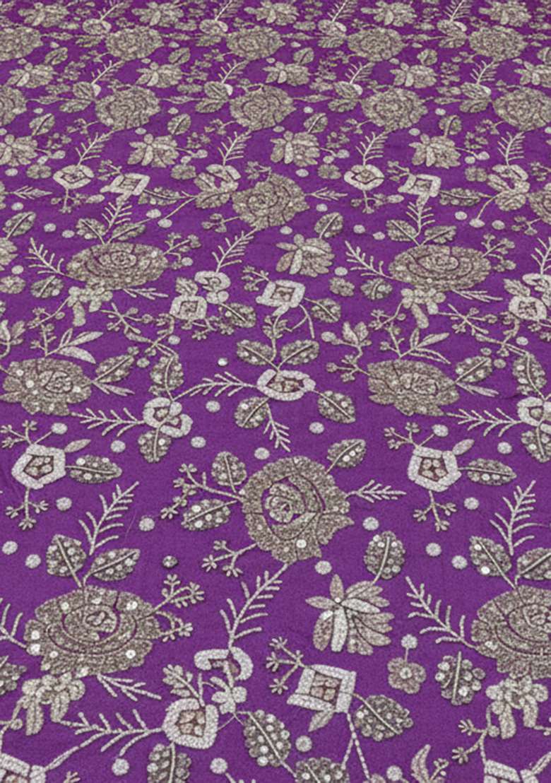 Purple Embroidered Tissue Sharara Set - Indya