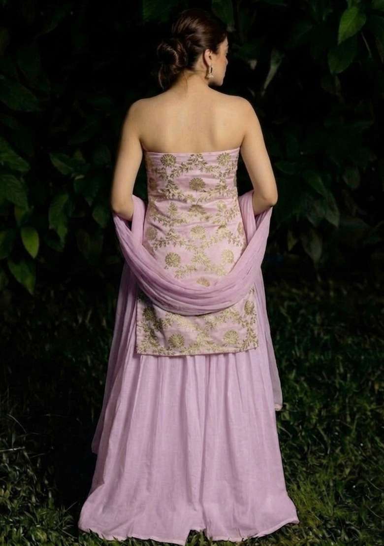 Lilac Chanderi Sharara Set - Indya