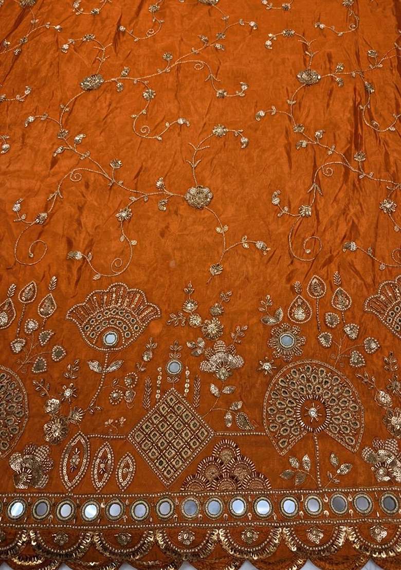 Rust Orange Embroidered Cosmos Sharara Set - Indya