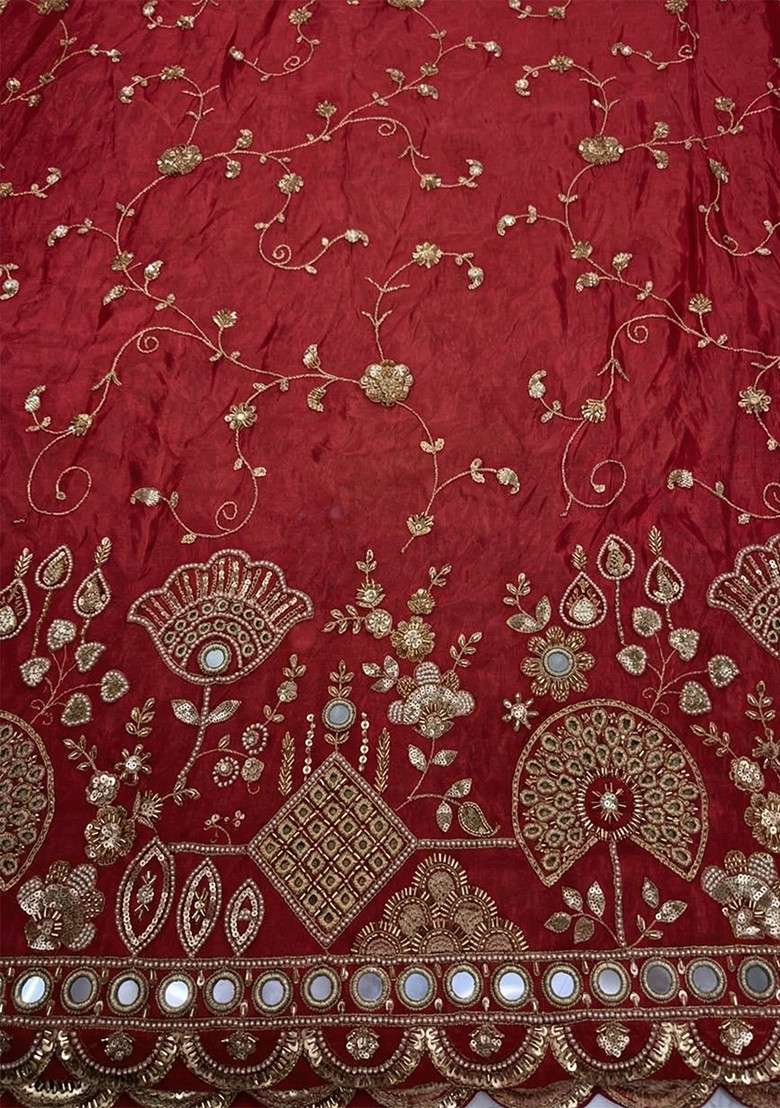 Red Embroidered Cosmos Sharara Set - Indya
