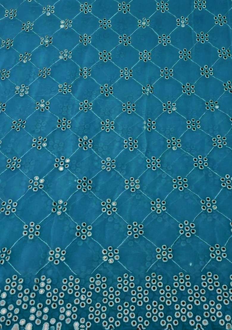 Teal Blue Embroidered Georgette Sharara Set - Indya