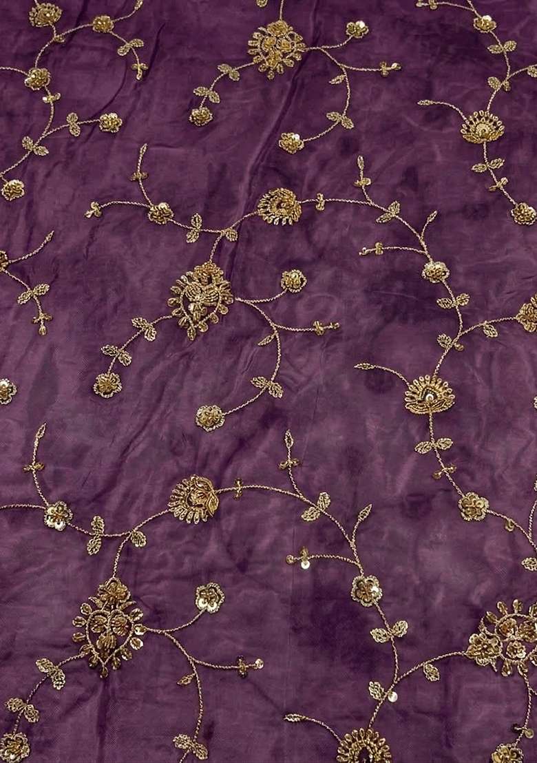 Grape Embroidered Crepe Sharara Set - Indya