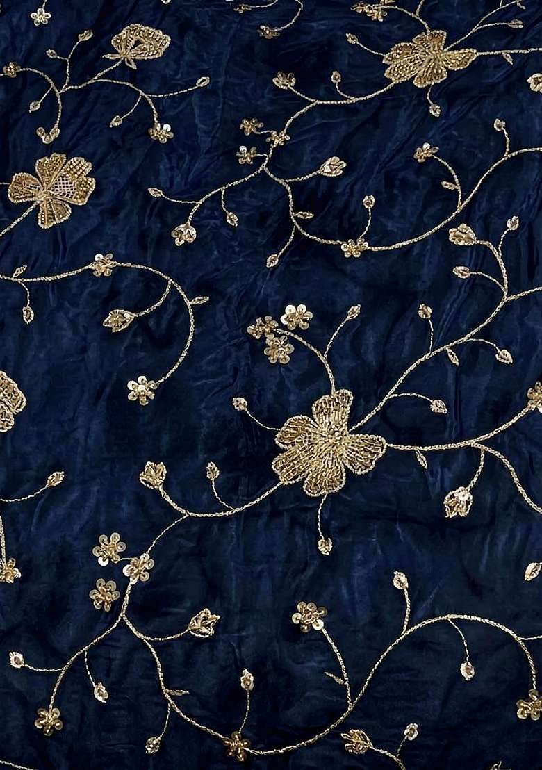 Midnight Blue Embroidered Crepe Sharara Set - Indya