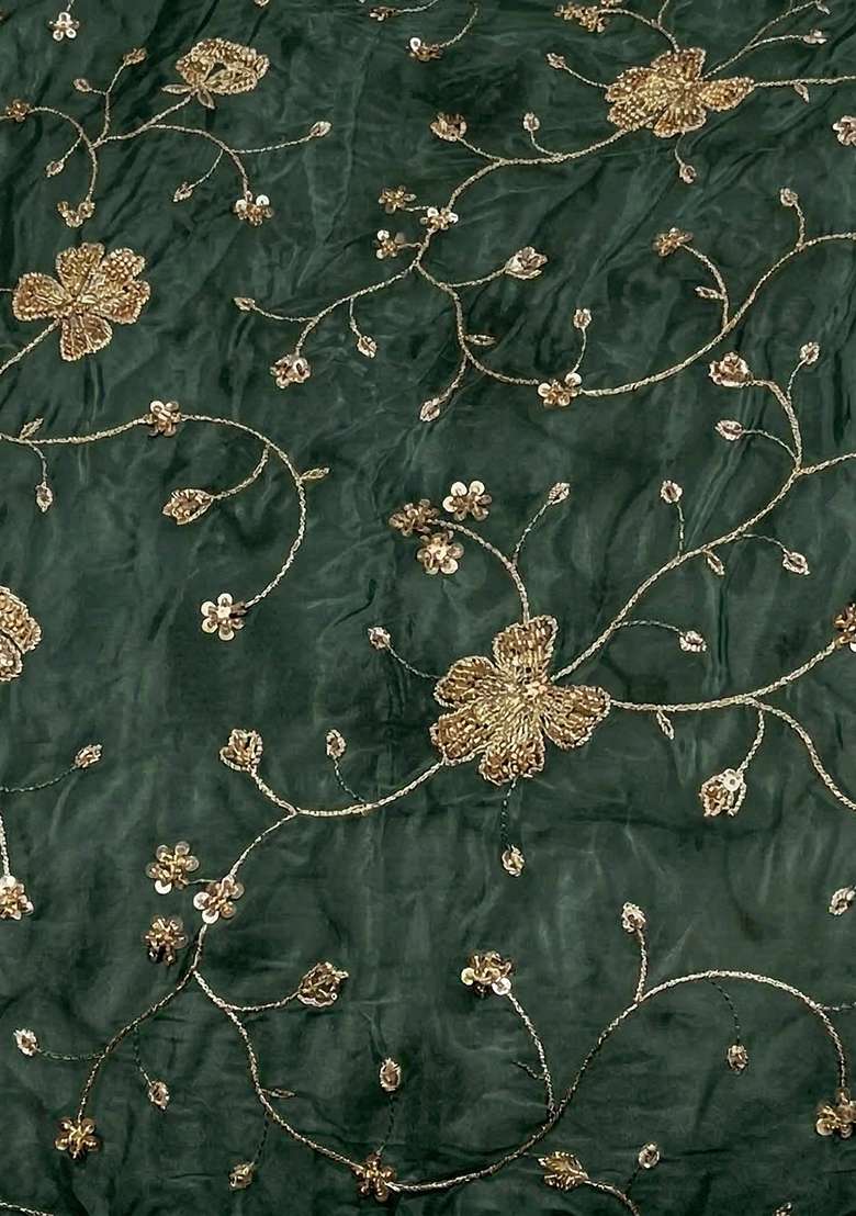 Rifle Green Embroidered Crepe Sharara Set - Indya