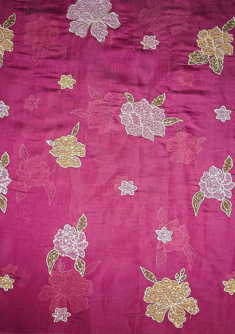 Rani Pink Embroidered Chanderi Sharara Set - Indya