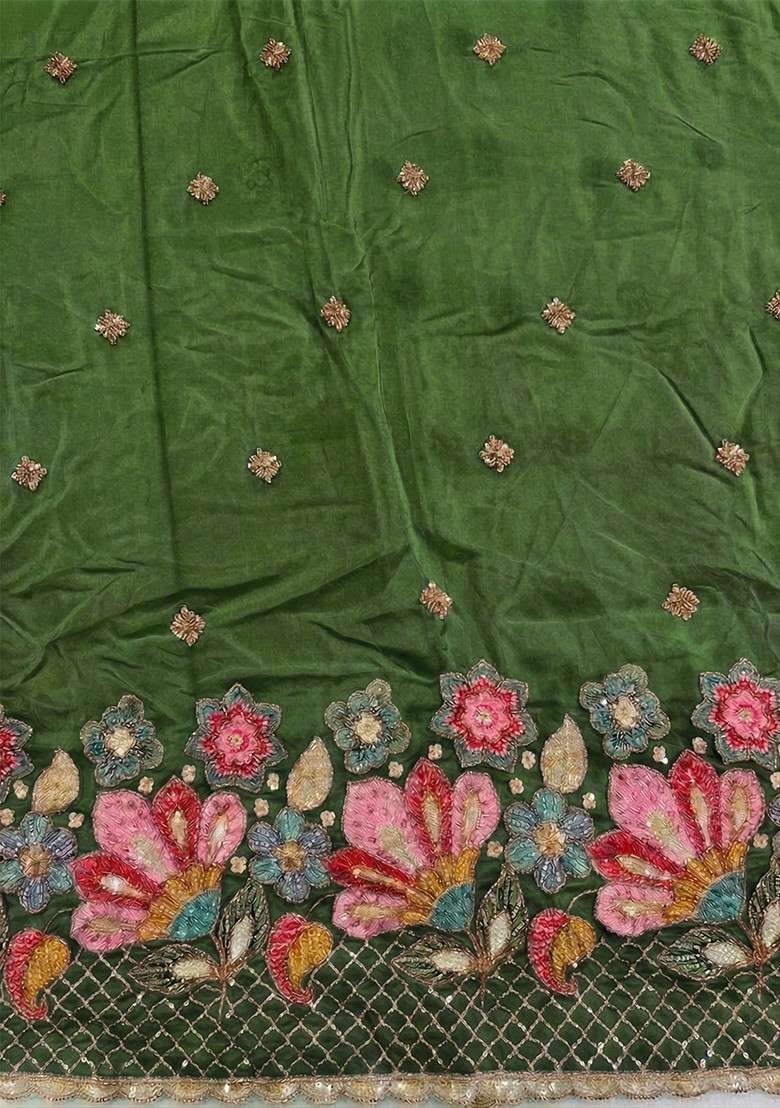 Leaf Embroidered Crepe Sharara Set - Indya