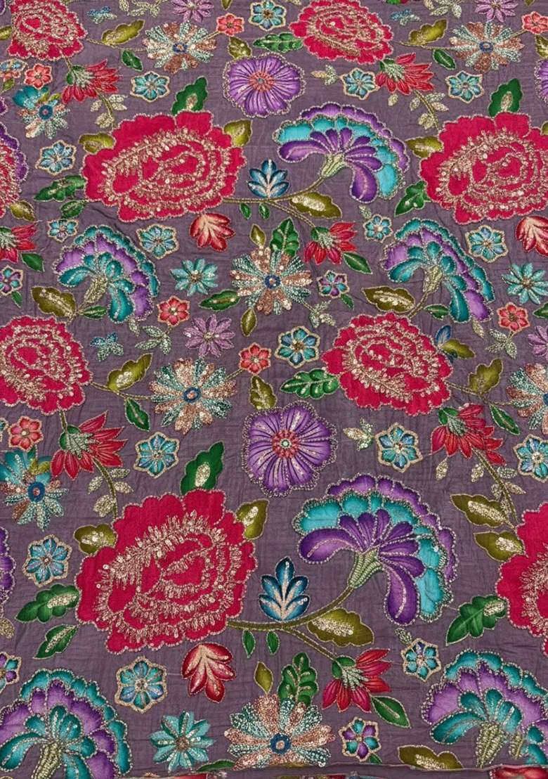 Mauve Embroidered Crepe Sharara Set - Indya
