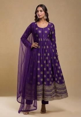 Purple Zari Tissue Anarkali Set