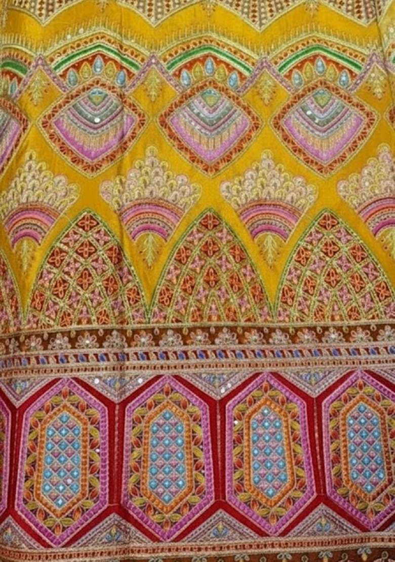 Mustard Printed Crepe Kurta Set - Indya