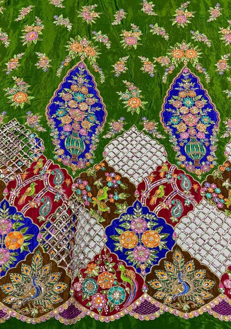 Emerald Green Embroidered Crepe Sharara Set - Indya
