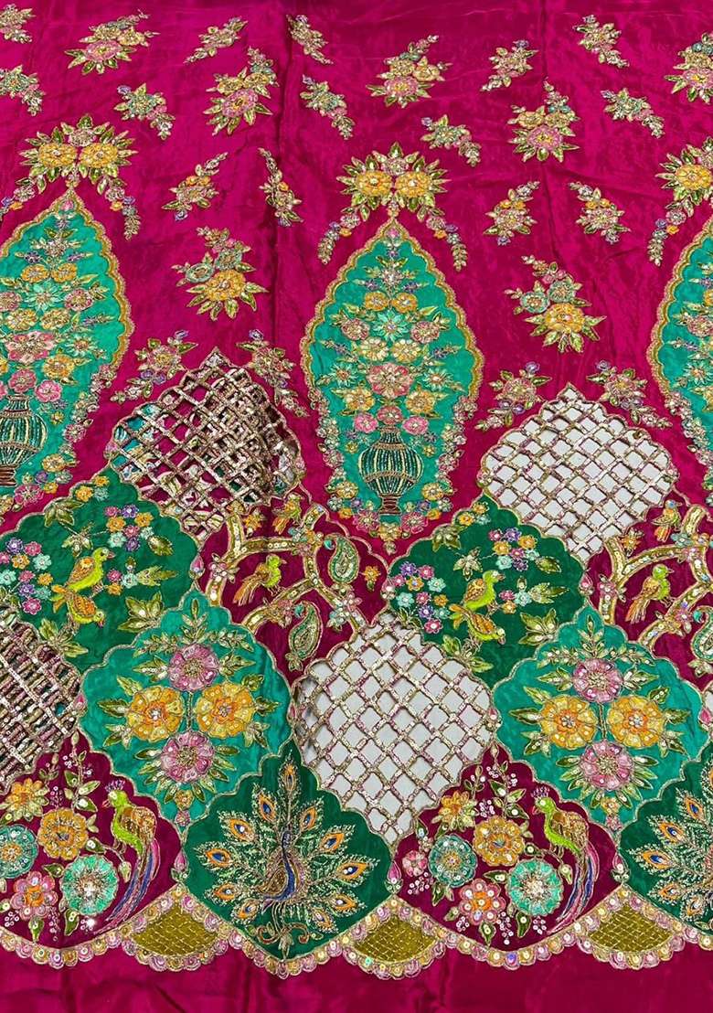 Hot Pink Embroidered Crepe Sharara Set - Indya
