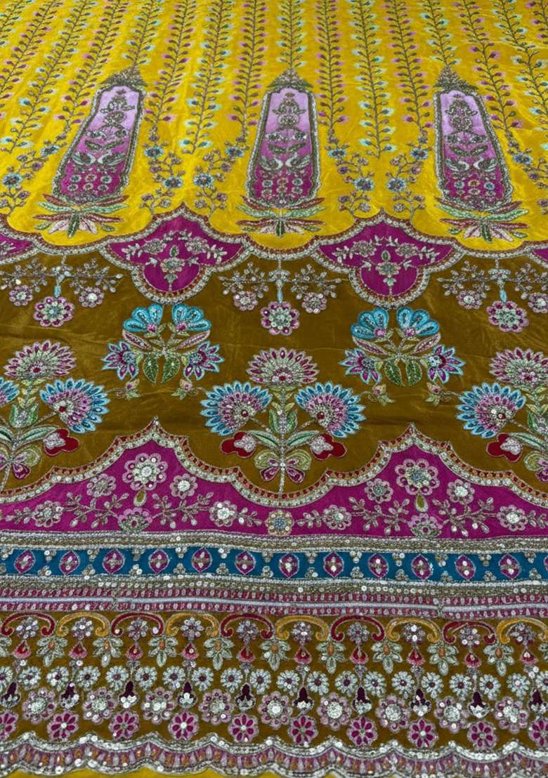 Yellow Embroidered Crepe Sharara Set - Indya