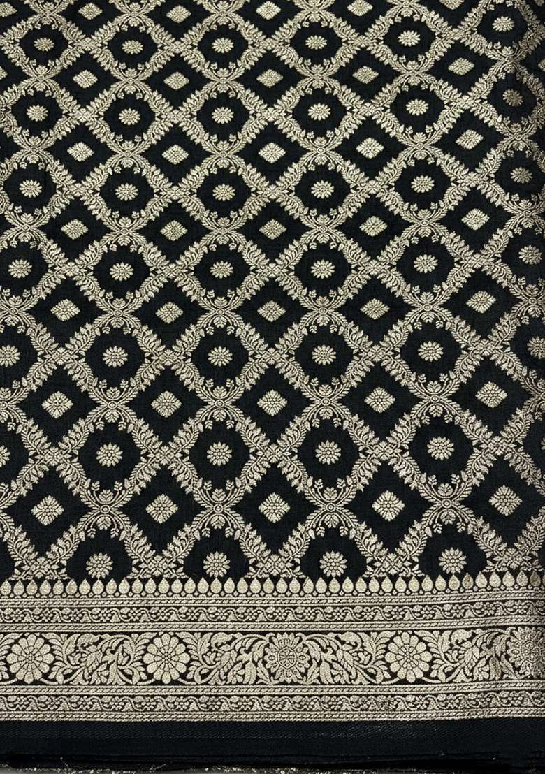 Jet Black Silk Sharara Set - Indya