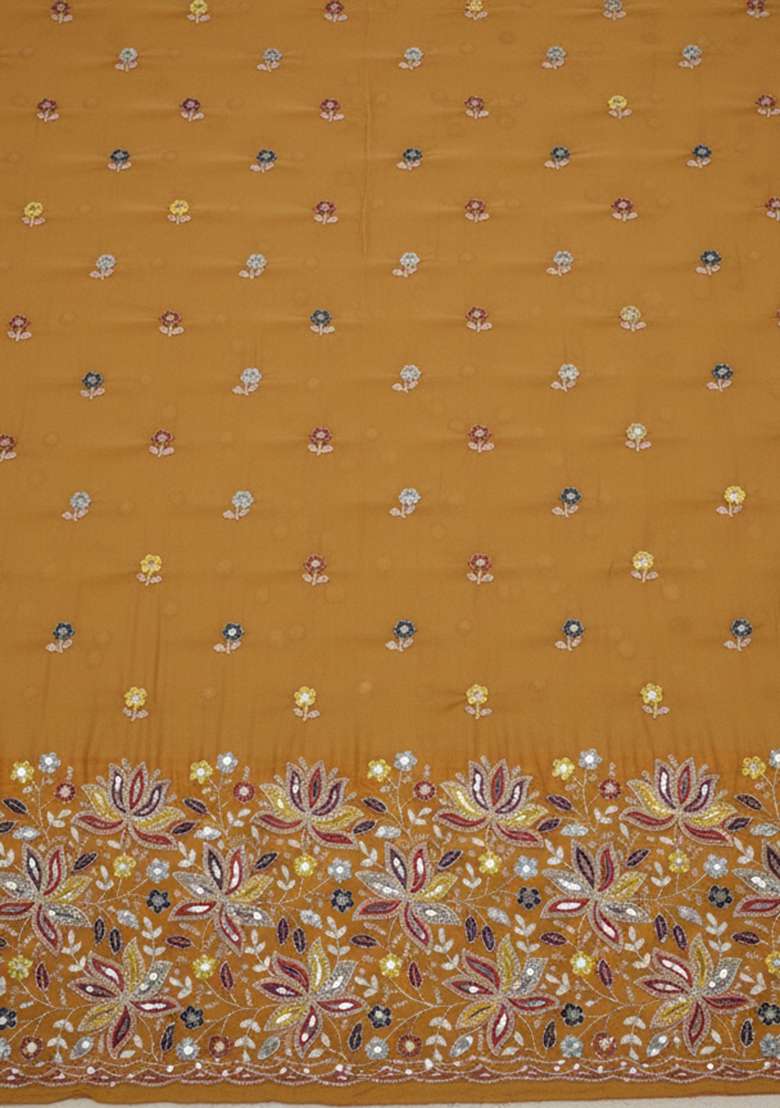 Mustard Embroidered Moss Sharara Set - Indya