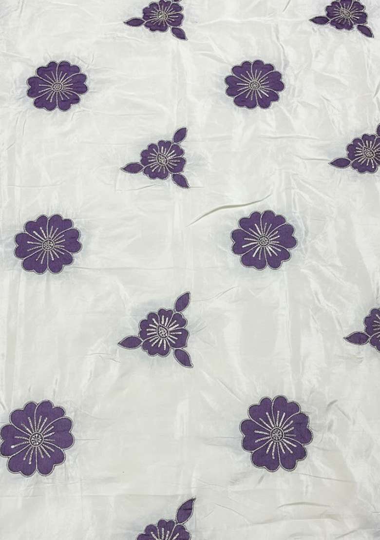 Violet Purple Embroidered Crepe Sharara Set - Indya