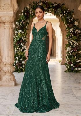 Emerald Green Sequin Bridal Gown
